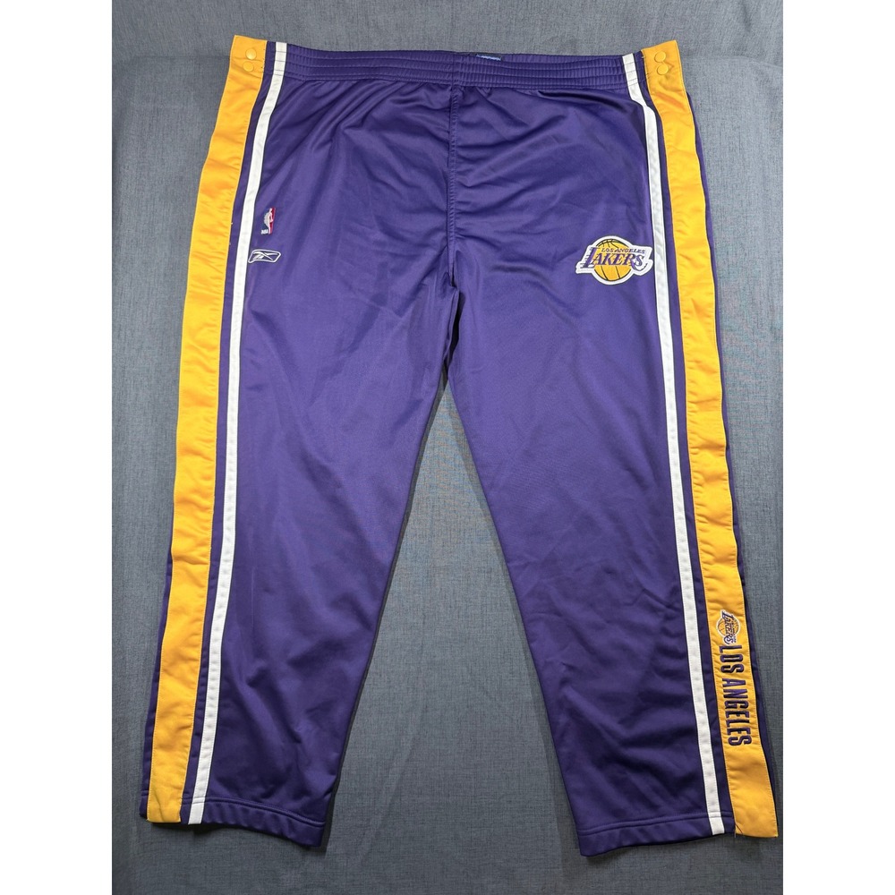 Reebok NBA Los Angeles Lakers Warm Up Pants Mens 2XL Purple Gold Tear Away Snap